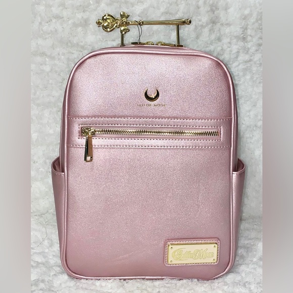 LOUNGEFLY SAILOR MOON SPIRAL HEART MOON ROD MINI BACKPACK - Picture 1 of 8